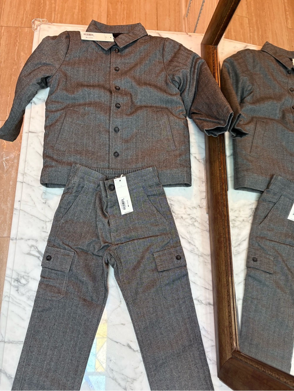 Janie and Jack Gray Button-Up jacket Set with Cargo Pants